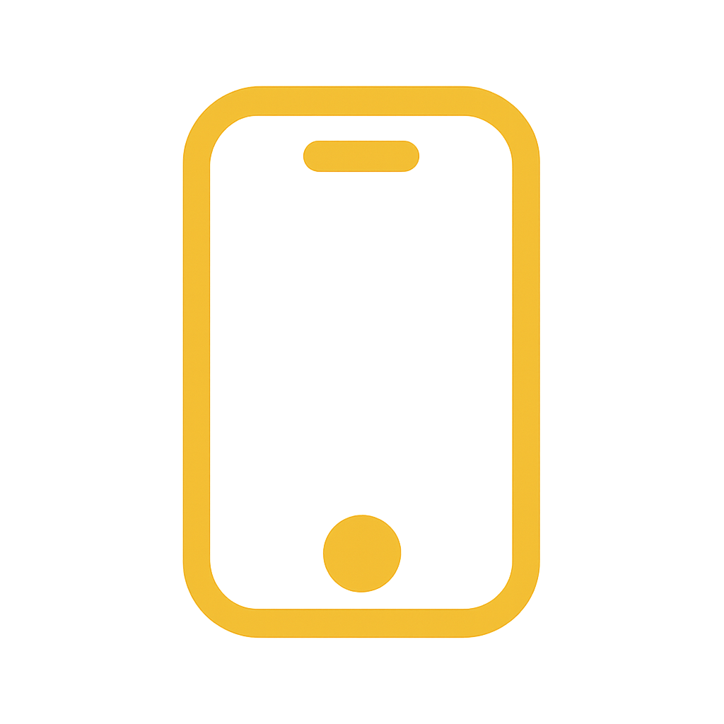 A mobile phone symbol white and sellow that fits on our website-2-1